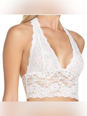 free people intimately white lace bralette t-back floral lace size medium